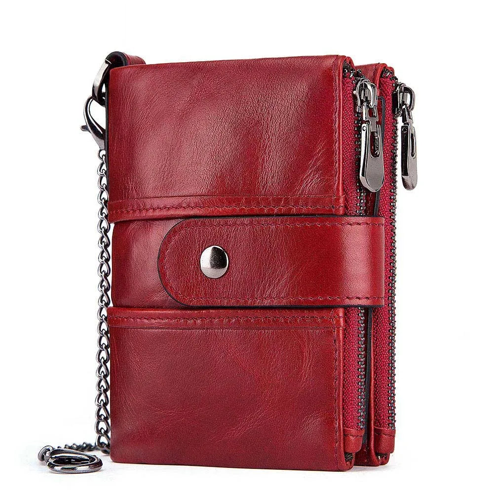 Men's Genuine Leather Card Holder Solid Pattern Trendy Wallets