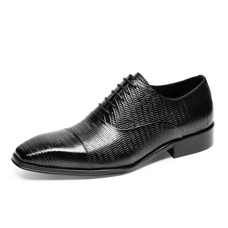 Men's Genuine Leather Square Toe Lace-Up Closure Formal Shoes