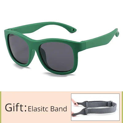 Kid's Acetate Frame Polycarbonate Lens Square Shaped Sunglasses