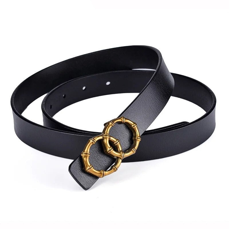 Women's Split Leather Buckle Closure Solid Pattern Casual Belts