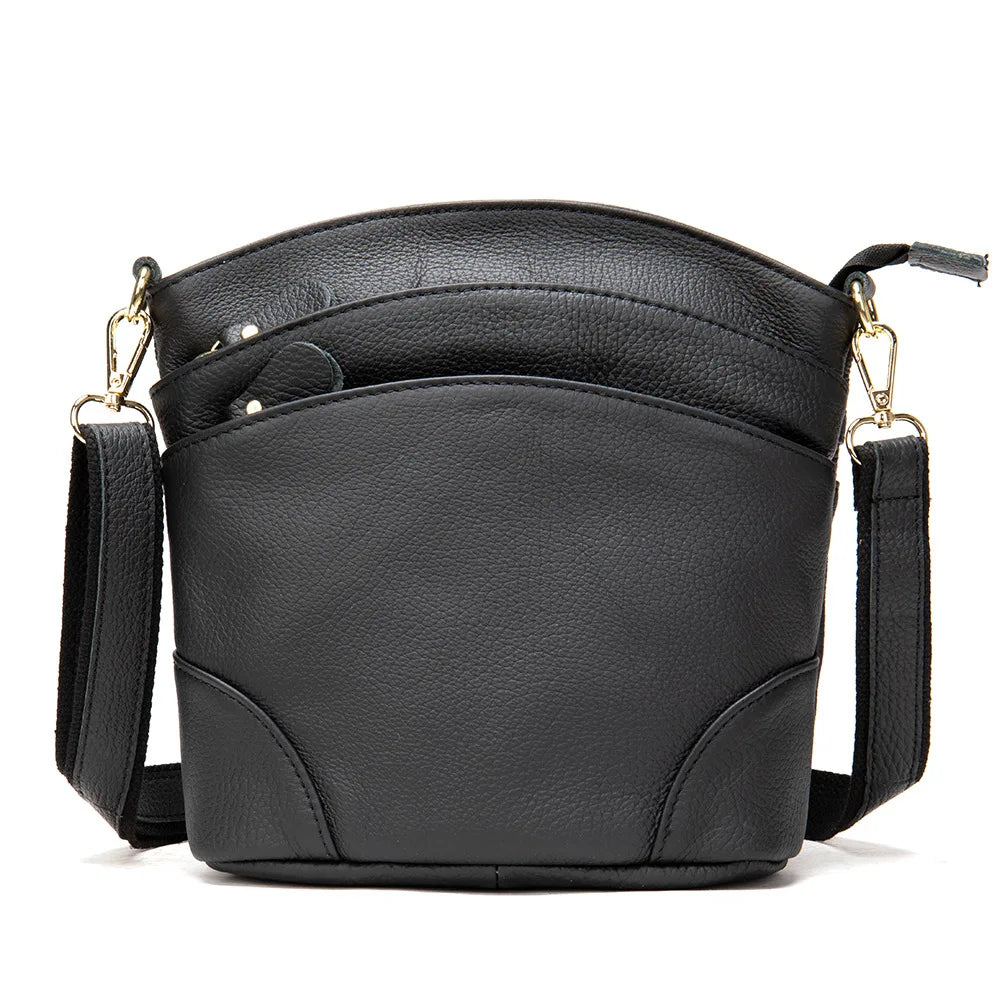 Men's Genuine Leather Solid Pattern Hasp Closure Shoulder Bag