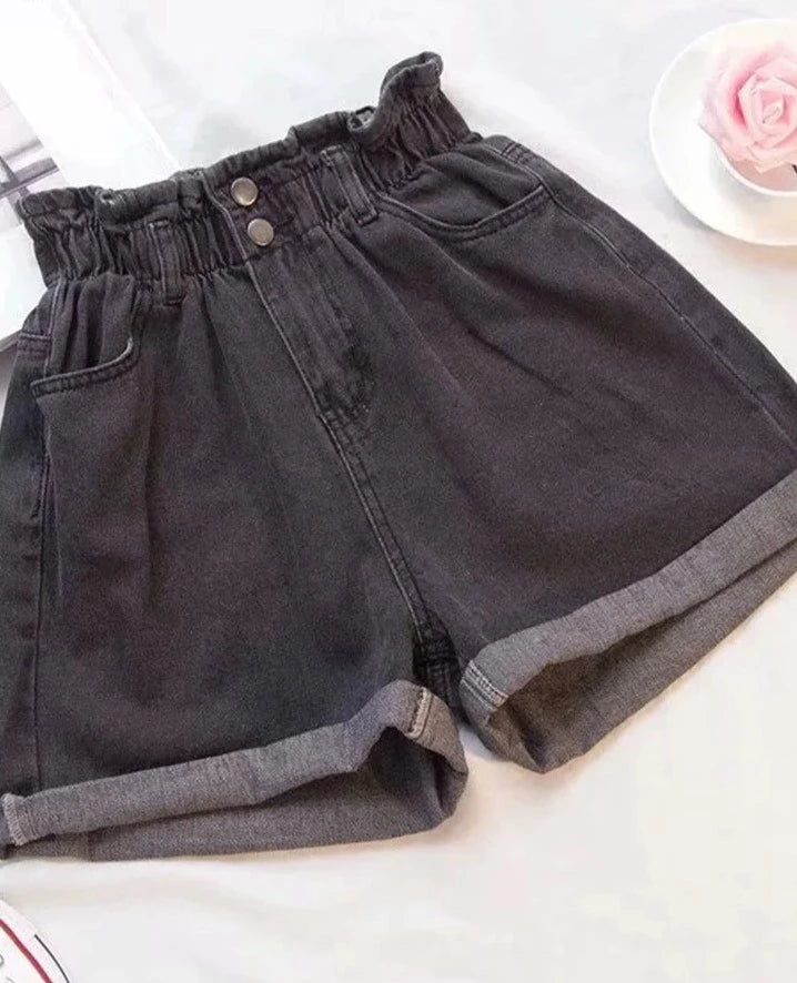 Women's Cotton High Waist Zipper Fly Casual Plain Pattern Shorts