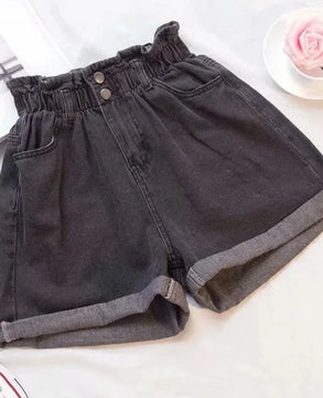 Women's Cotton High Waist Zipper Fly Casual Plain Pattern Shorts