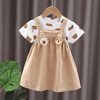 Baby Girl's Polyester Short Sleeves Printed Pattern Party Dress