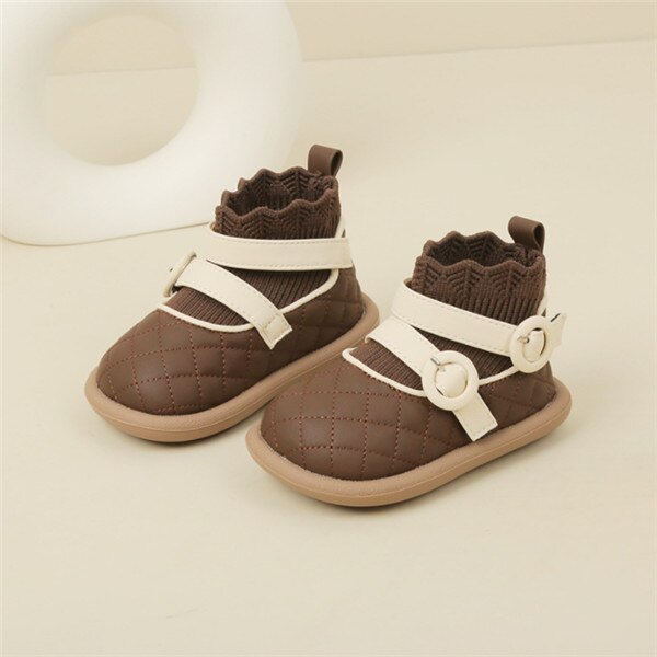 Baby's Microfiber Round Toe Hook Loop Closure Casual Wear Shoes