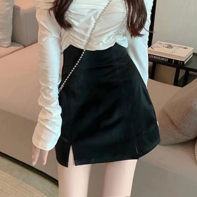 Women's Polyester High Waist Solid Pattern Casual Wear Skirts