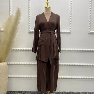 Women's Arabian Polyester Full Sleeve Solid Pattern Casual Dresses