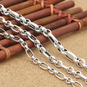 Men's 100% 925 Sterling Silver Link Chain Geometric Necklace