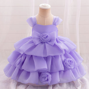 Kid's Girl Polyester Sleeveless Floral Pattern Wedding Dress