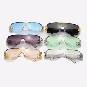 Women's Alloy Frame Rectangle Shaped UV400 Trendy Sunglasses