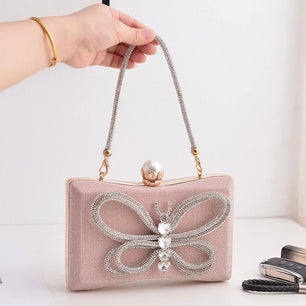 Women's Polyester Hasp Closure Luxury Bow Pattern Wedding Clutch