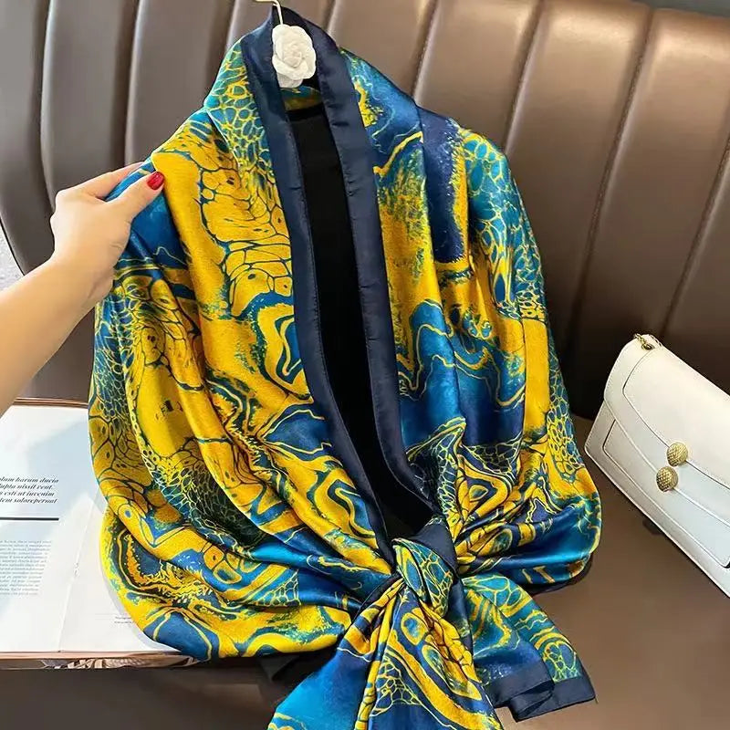 Women's Silk Neck Wrap Printed Pattern Trendy Beach Scarves