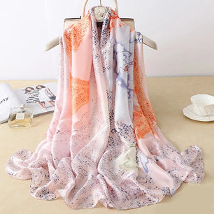 Women's Silk Neck Wrap Printed Pattern Trendy Beach Scarves