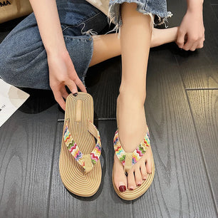 Women's PU Clip Toe Mixed Colors Slip On Casual Wear Slippers