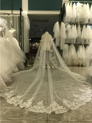 Women's Polyester Lace Edge One-Layer Long Bridal Wedding Veils