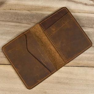 Men's Genuine Leather Solid Pattern Card Holder Trendy Wallets