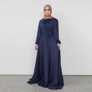 Women's Arabian Silk Full Sleeves Solid Pattern Casual Wear Abaya