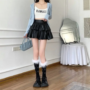 Women's Polyester High Waist Pleated Pattern Casual Wear Skirts