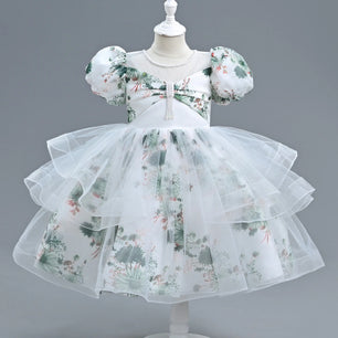 Baby Girl's Polyester Short Sleeve Printed Pattern Princess Dress