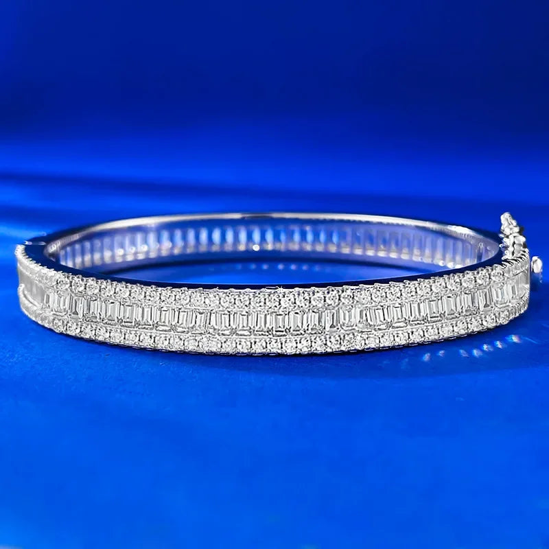 Women's 100% 925 Sterling Silver Moissanite Geometric Bracelet