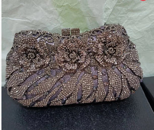 Women's Metallic Hasp Closure Rhinestone Pattern Wedding Clutch