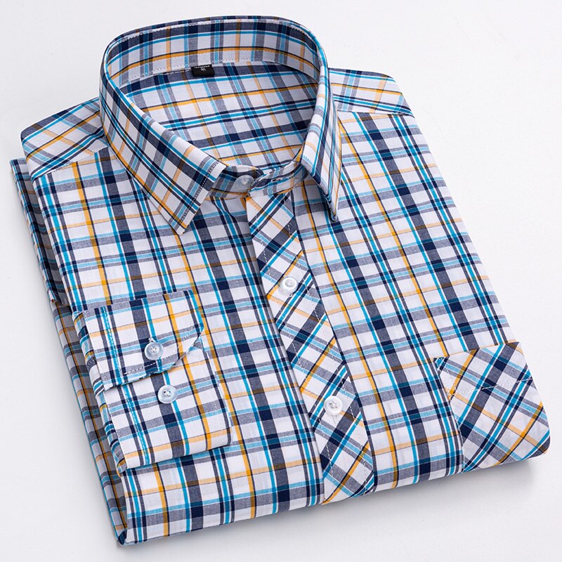 Men's Cotton Turn-Down Collar Single Breasted Formal Wear Shirt