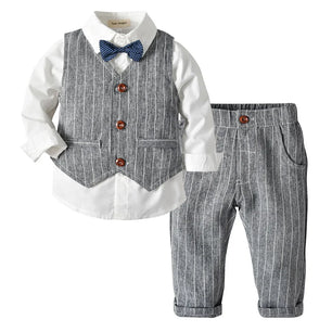 Kid's Cotton Long Sleeves Single Breasted Closure Formal Clothes