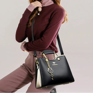 Women's PU Zipper Solid Pattern Large Capacity Casual Shoulder Bag