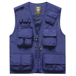 Men's Polyester V-Neck Sleeveless Zipper Closure Solid Jacket