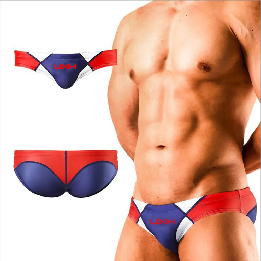 Men's Polyester Elastic Closure Printed Boxer Swimwear Brief