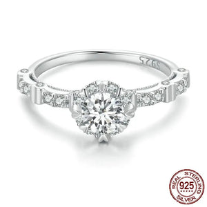 Women's 100% 925 Sterling Silver Moissanite Engagement Ring