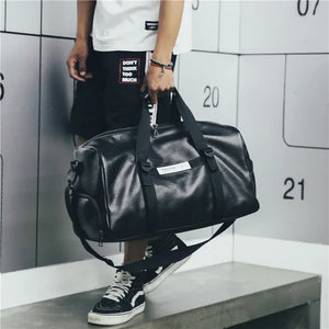 Men's PU Zipper Closure Letter Pattern Casual Shoulder Bag