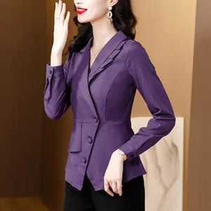 Women's Notched Collar Long Sleeve Single Breasted Chic Blazer