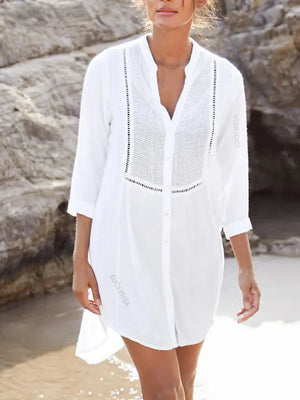 Women's Polyester Long Sleeves Solid Pattern Swimwear Cover Up