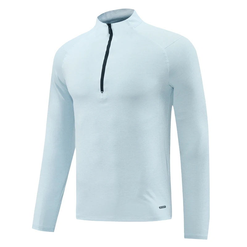 Men's Microfiber Long Sleeves Breathable Gym Solid Pattern Shirt