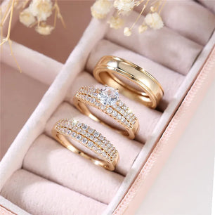 Women's Cubic Zirconia Geometric Shape Prong Setting Trendy Ring