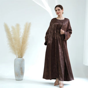 Women's Arabian V-Neck Polyester Full Sleeve Solid Pattern Abaya