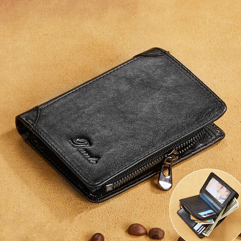 Men's Genuine Leather Card Holder Letter Pattern Trendy Wallets