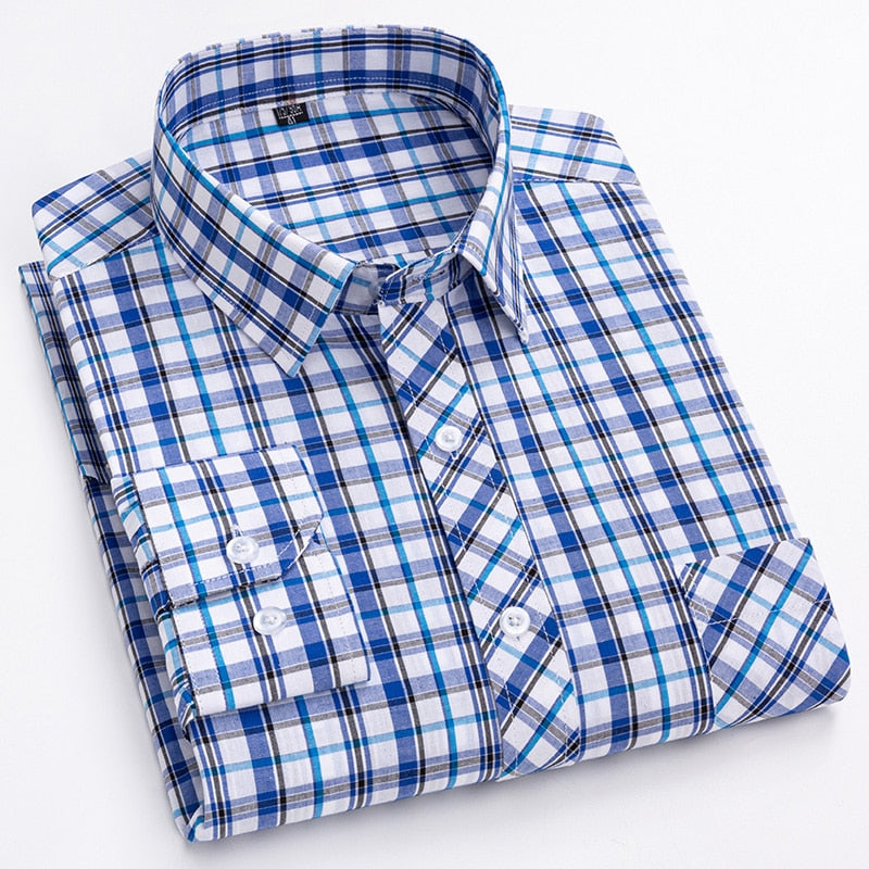 Men's Cotton Turn-Down Collar Single Breasted Formal Wear Shirt