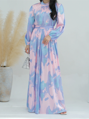 Women's Arabian Polyester Full Sleeves Printed Pattern Dress