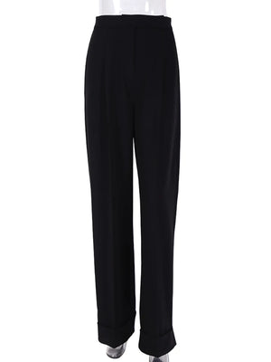 Women's Cotton High Waist Zipper Fly Closure Formal Wear Pants