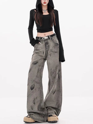 Women's Cotton Zipper Fly Closure Printed Pattern Casual Trousers