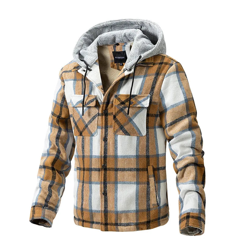 Men's Polyester Full Sleeve Single Breasted Casual Hooded Jackets