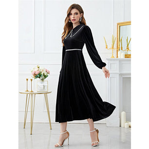Women's Arabian Polyester Full Sleeves Solid Pattern Dresses