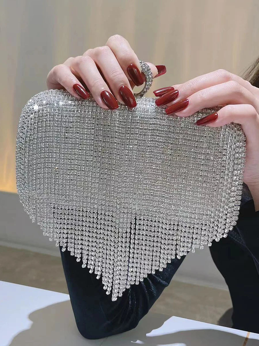 Women's PU Hasp Closure Sequined Pattern Trendy Wedding Clutch