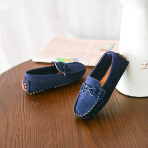 Kid's Leather Square Toe Slip-On Closure Solid Pattern Shoes