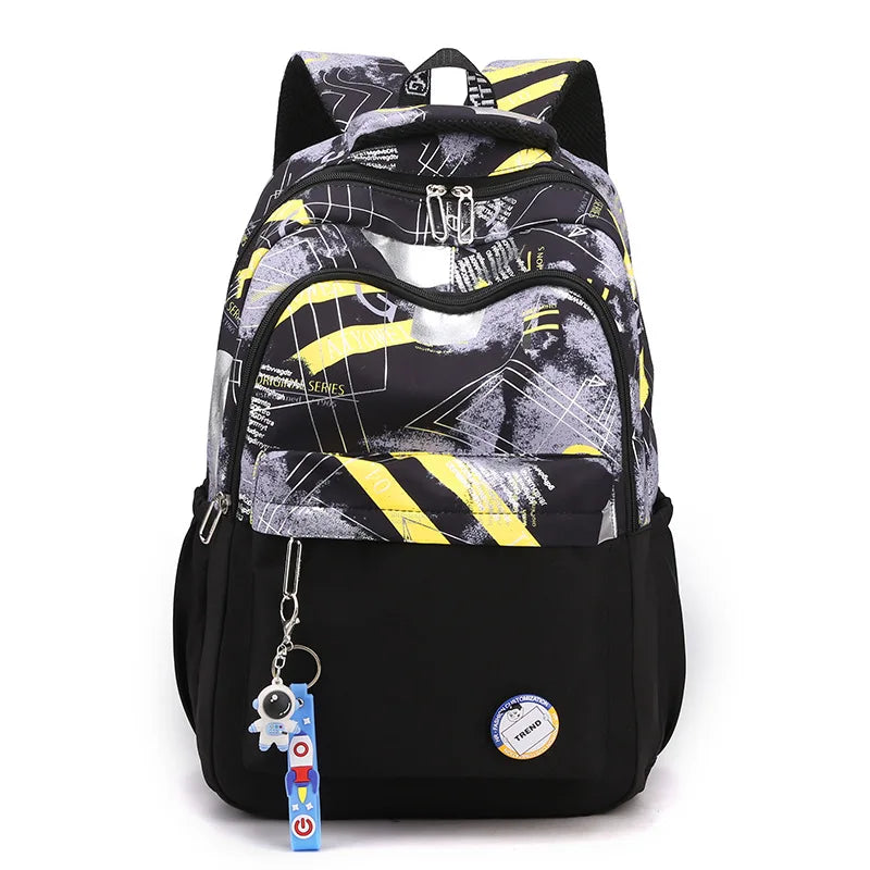 Kid's Nylon Zipper Closure Waterproof Trendy School Backpack