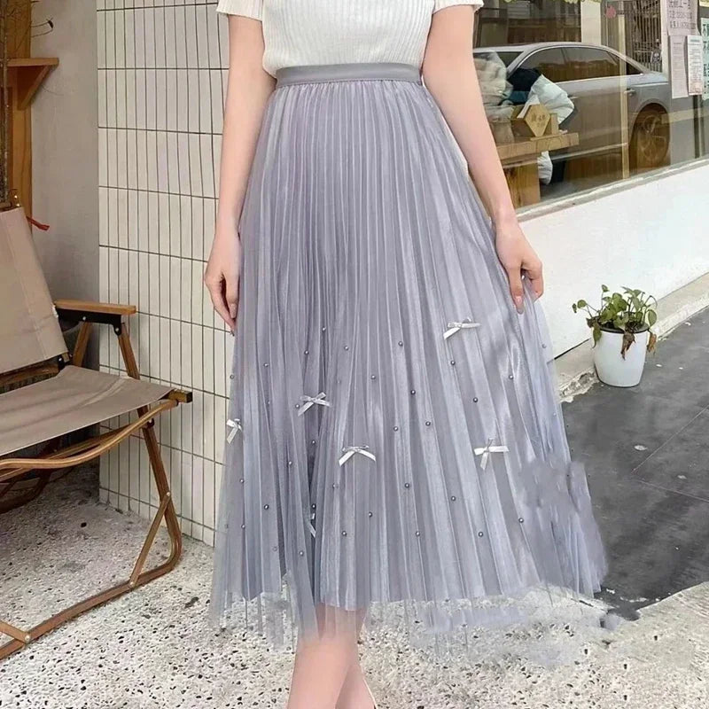 Women's Polyester High Waist Pleated Pattern Casual Wear Skirts