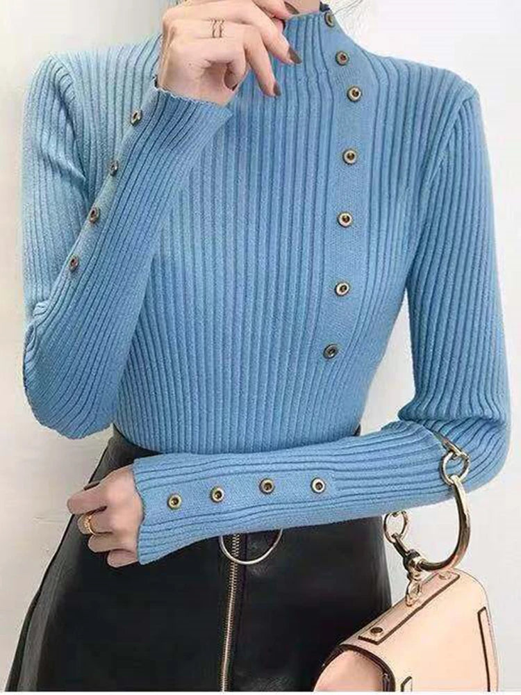 Women's Acrylic Turtleneck Full Sleeve Solid Pattern Sweater