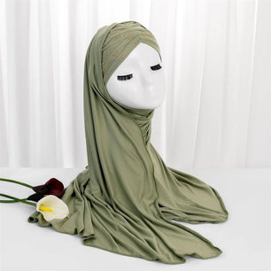 Women's Arabian Polyester Head Wrap Solid Pattern Elegant Hijabs